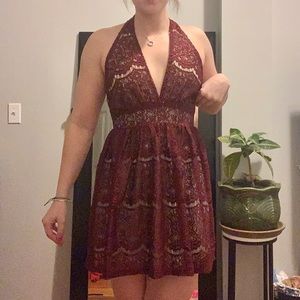 Dainty Hooligan Maroon Lace Dress